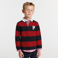 Boy rugby-style polo shirt - Navy Blue/Red