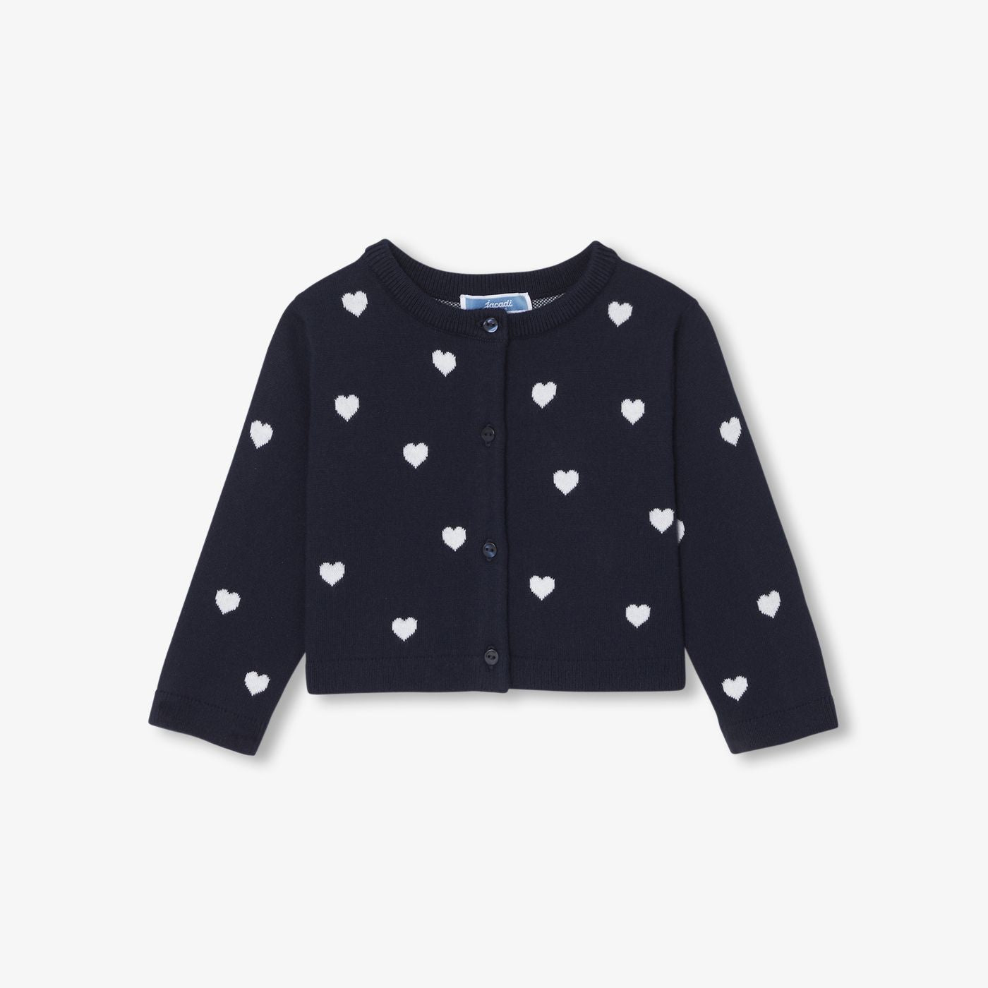 Baby girl cotton cardigan - Navy Blue/White