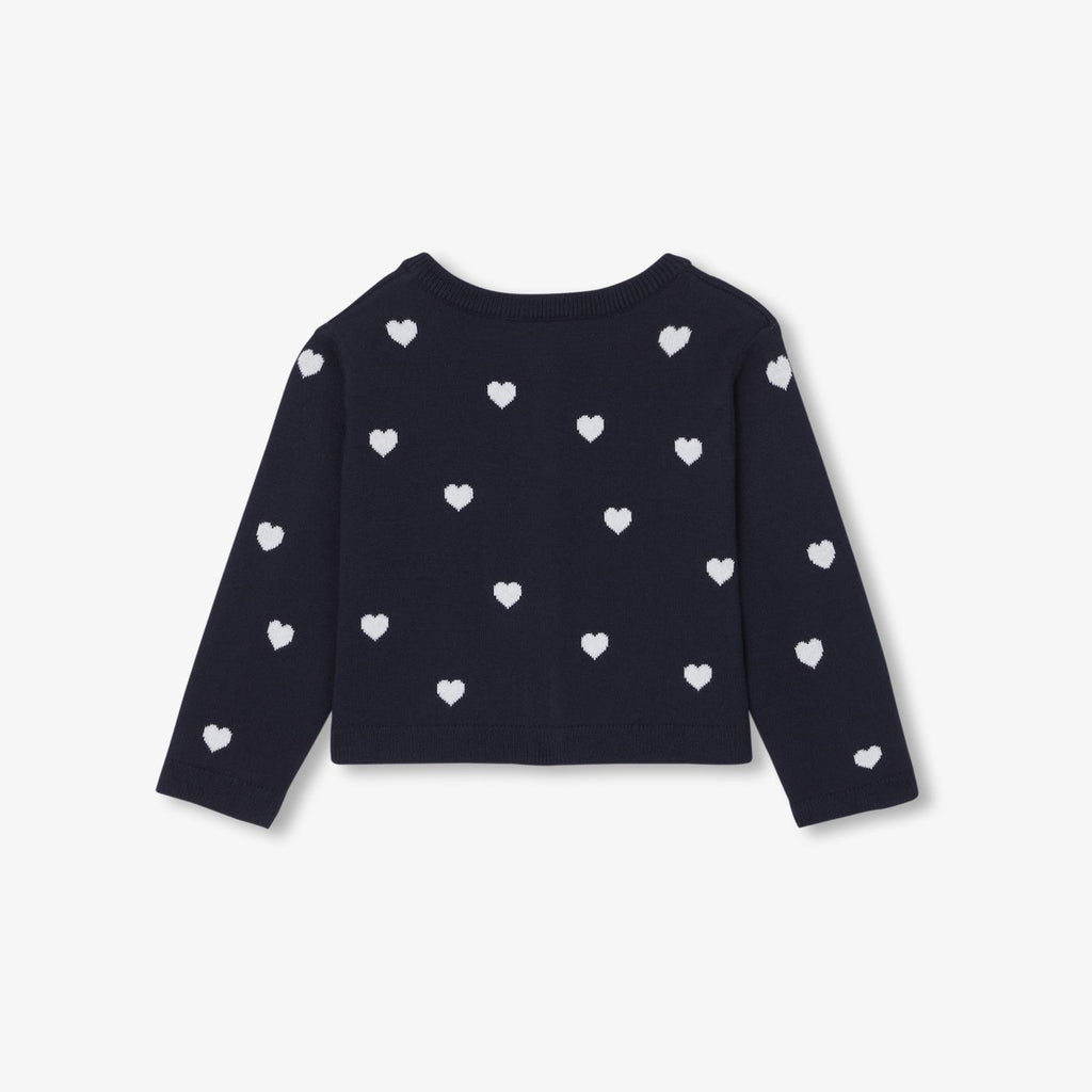 Baby girl cotton cardigan - Navy Blue/White