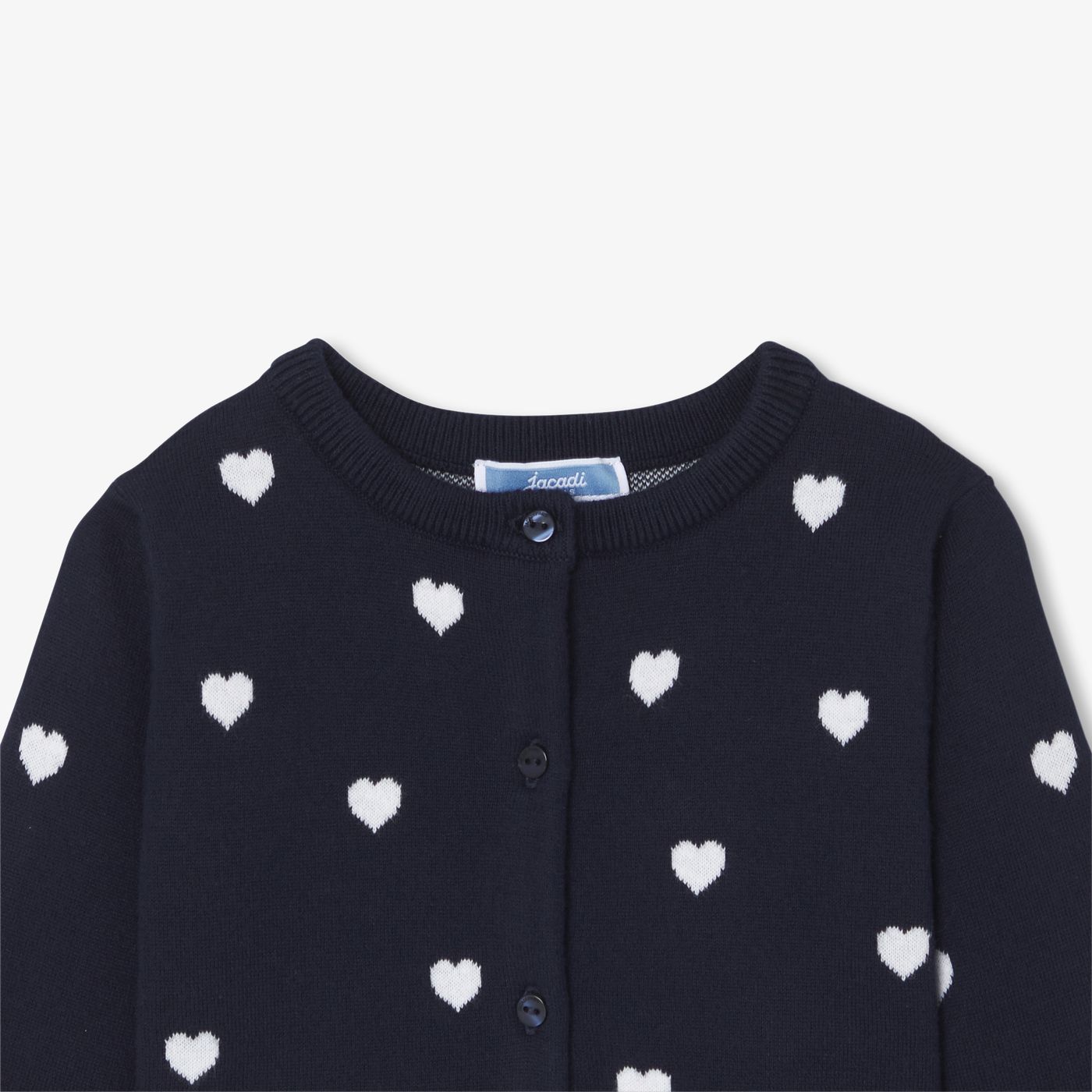 Baby girl cotton cardigan - Navy Blue/White