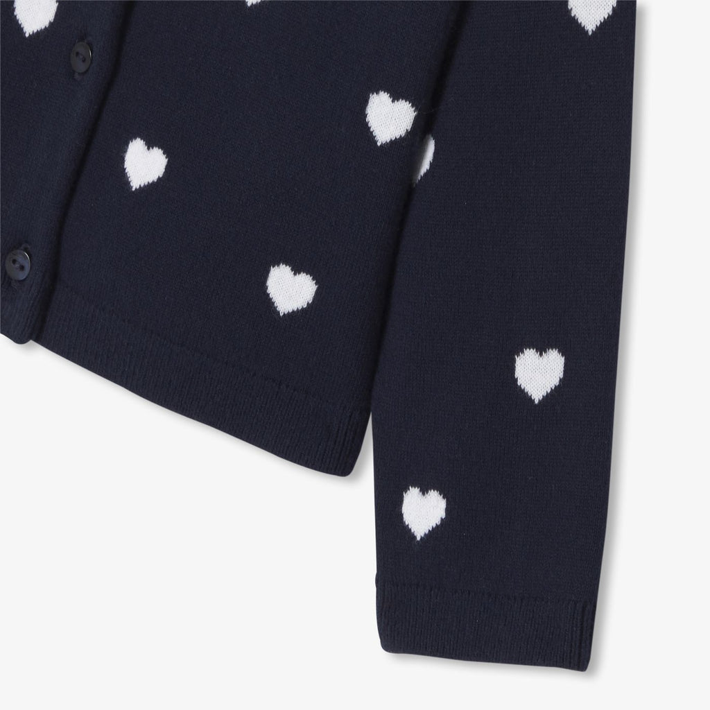 Baby girl cotton cardigan - Navy Blue/White