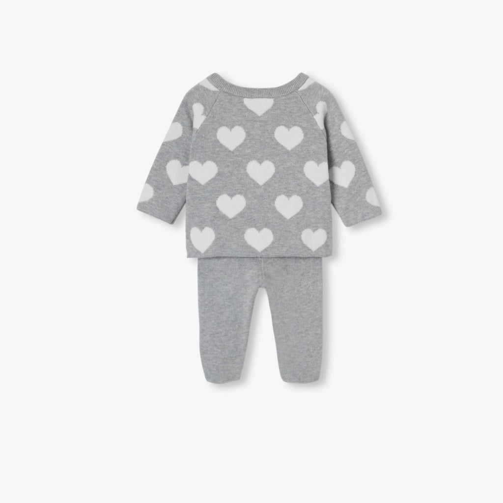 Outfit Set in Cotton Neonati - Grey/White