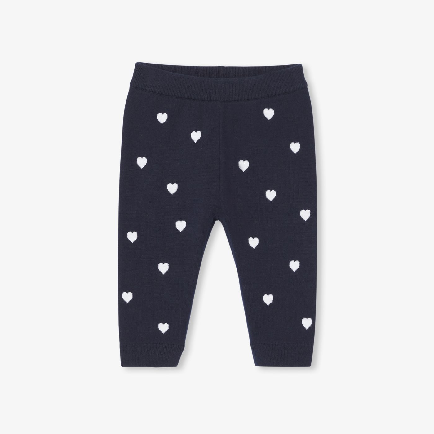 Baby girl trousers with heart motif - Navy Blue/White