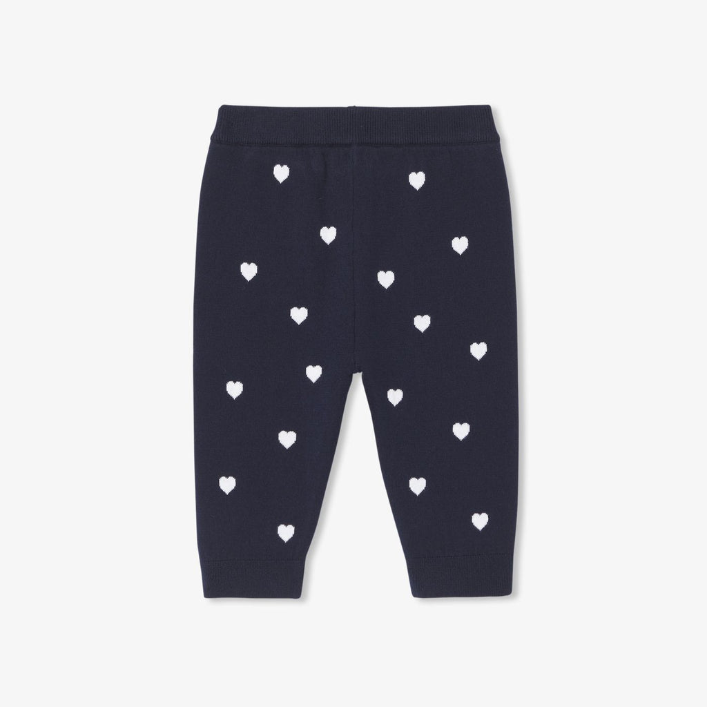 Baby girl trousers with heart motif - Navy Blue/White