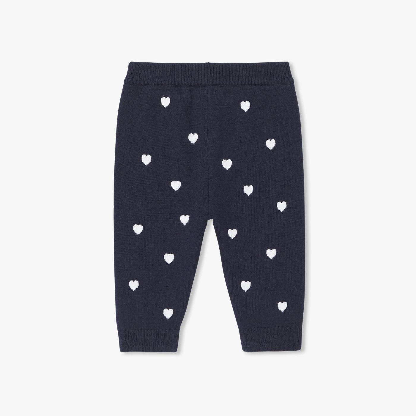 Baby girl trousers with heart motif - Navy Blue/White