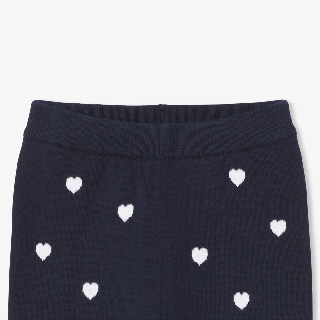 Baby girl trousers with heart motif - Navy Blue/White