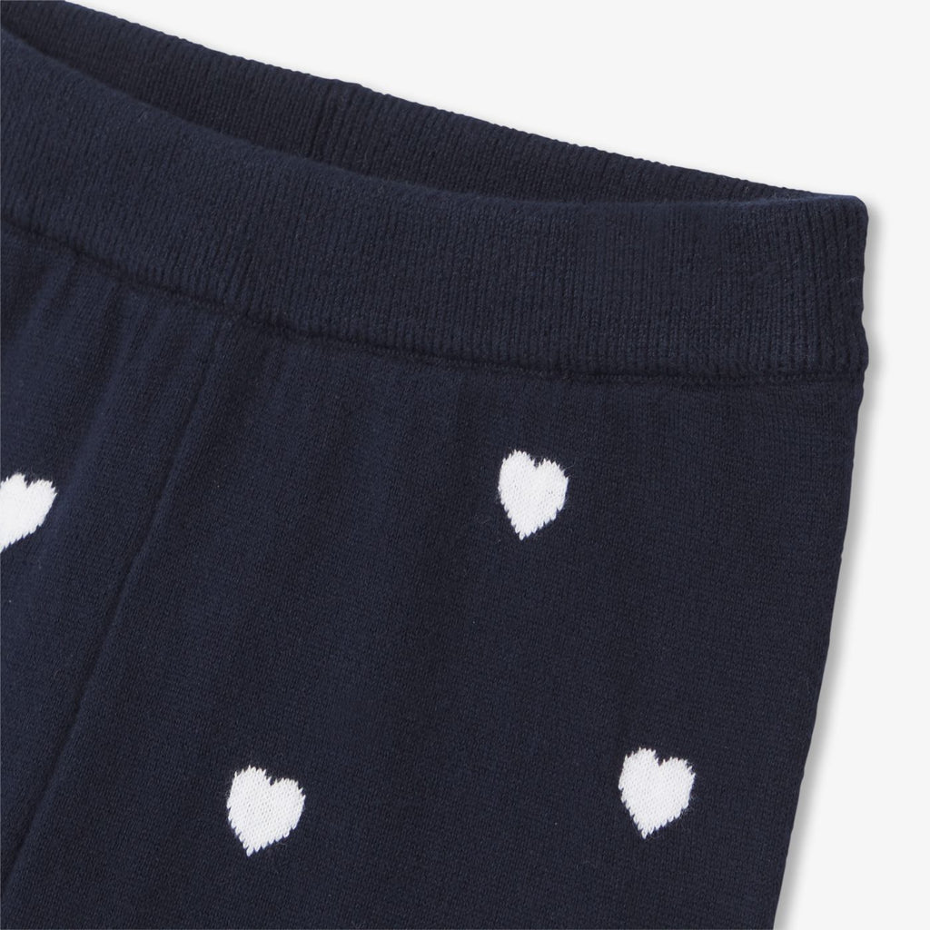 Baby girl trousers with heart motif - Navy Blue/White