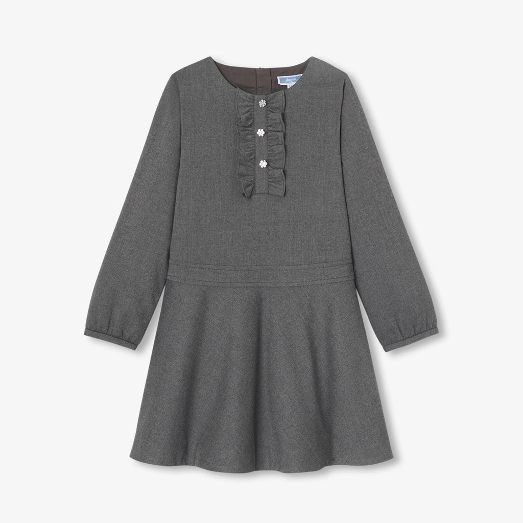 Jacadi Flannel Dress for Girls - Grey