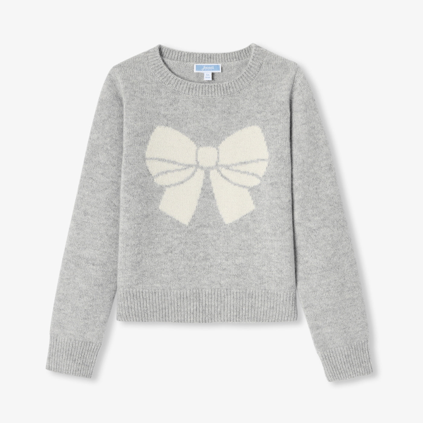 JC-TG021 Jacadi Girls' Cashmere Sweater - Light Melange Grey