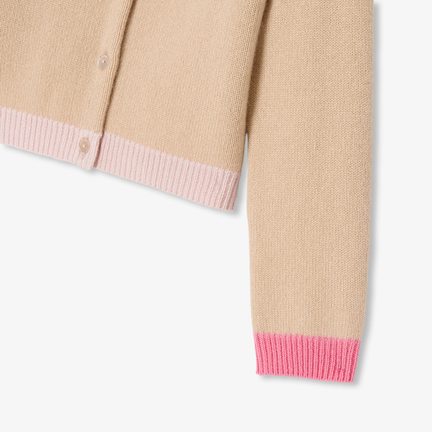 Girls cashmere cardigan, sleeve detail