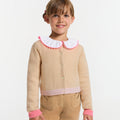 Girls cashmere cardigan in light brown, worn look