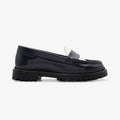 Loafers in Leather For Girl - Navy Blue/White