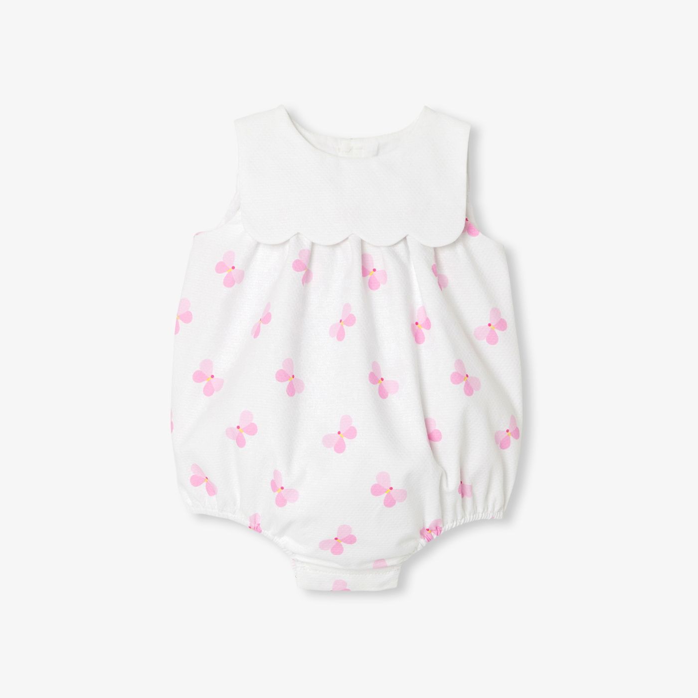 Romper in Cotton Piqué Baby Girl - White/Multicolour