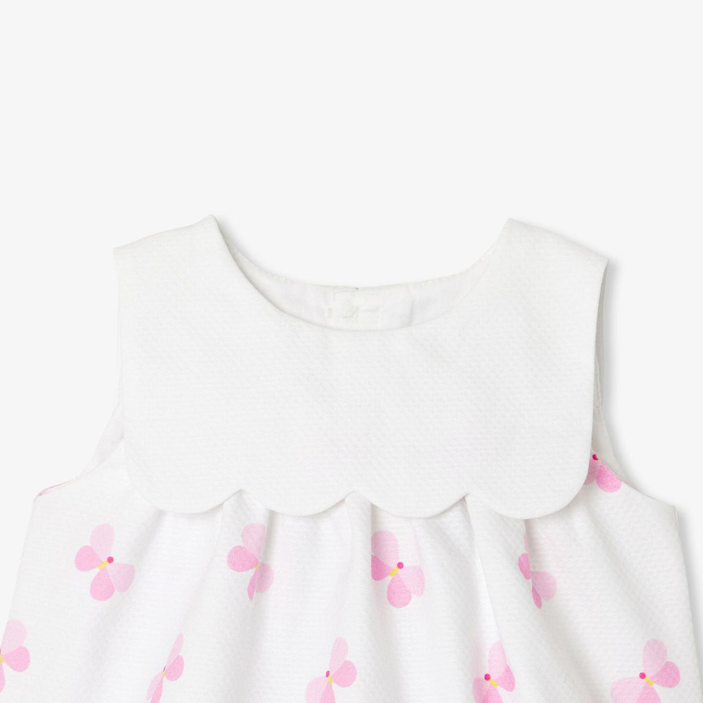 Romper in Cotton Piqué Baby Girl - White/Multicolour