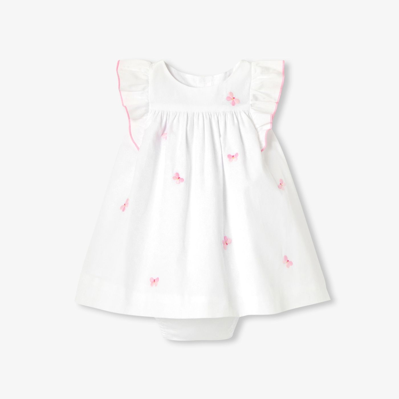 Dress in Cotton Poplin Baby Girl - White/Multicolour