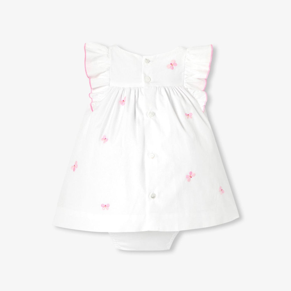 Dress in Cotton Poplin Baby Girl - White/Multicolour
