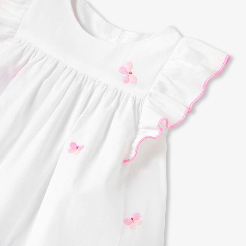 Dress in Cotton Poplin Baby Girl - White/Multicolour