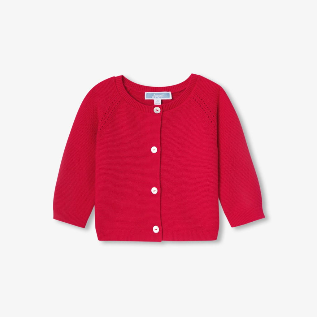 Baby girl cotton garter-stitch cardigan - Jacadi Red