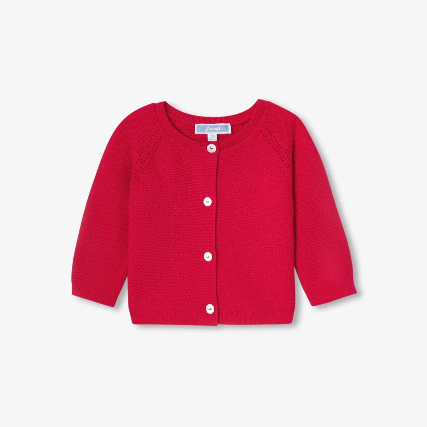 Baby girl cotton garter-stitch cardigan - Jacadi Red