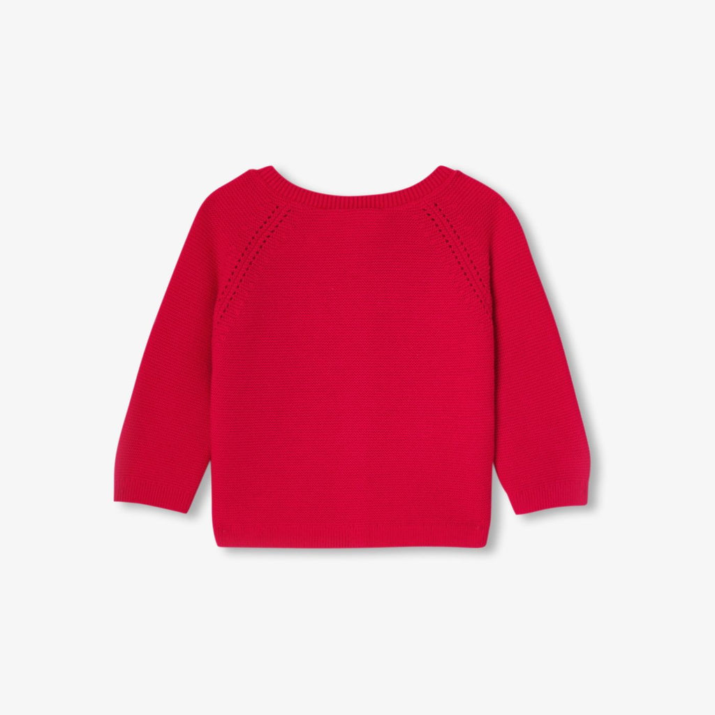 Baby girl cotton garter-stitch cardigan - Jacadi Red