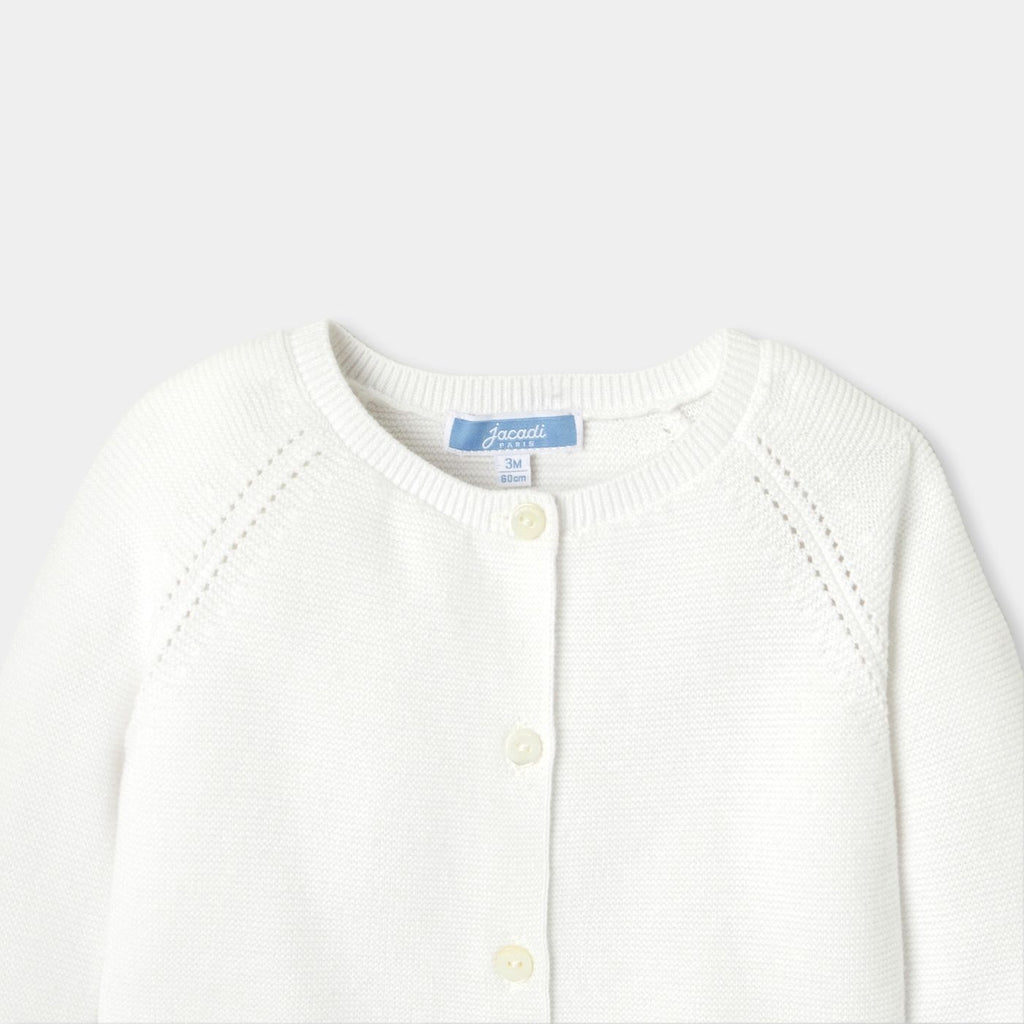 Baby girl cotton garter-stitch cardigan
