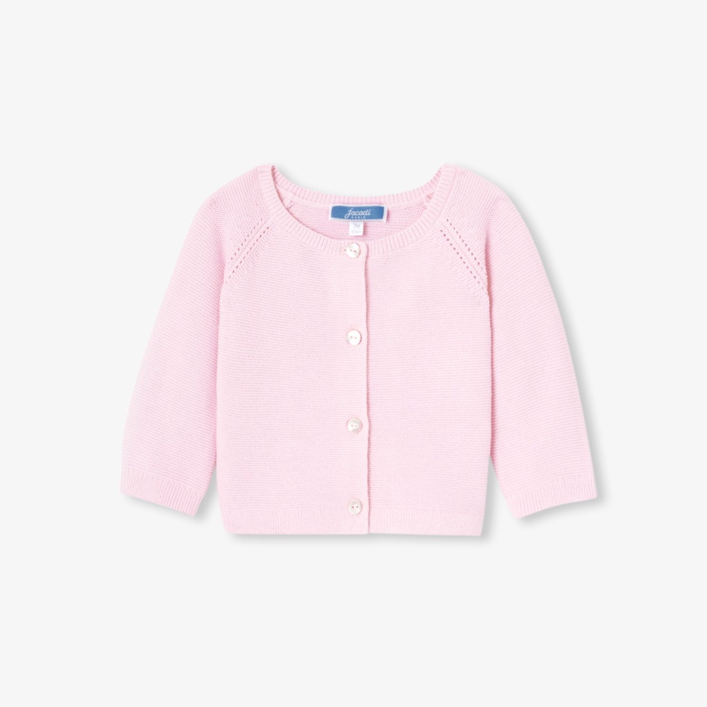 Baby girl cardigan in garter stitch cotton