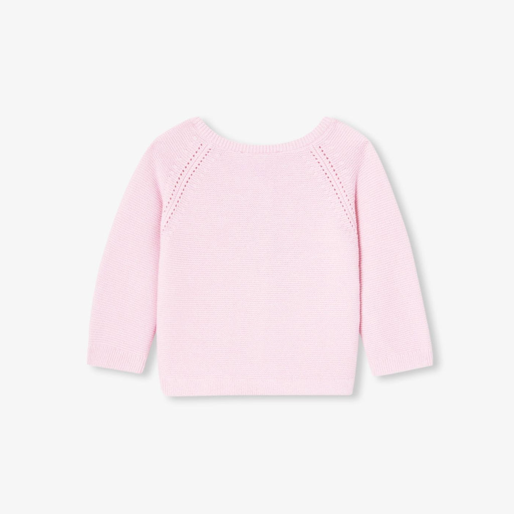 Baby girl cardigan in garter stitch cotton