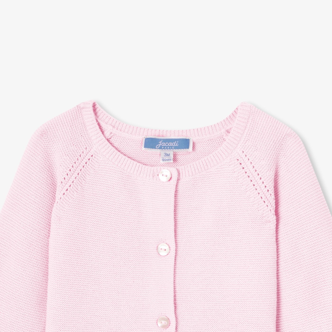 Baby girl cardigan in garter stitch cotton