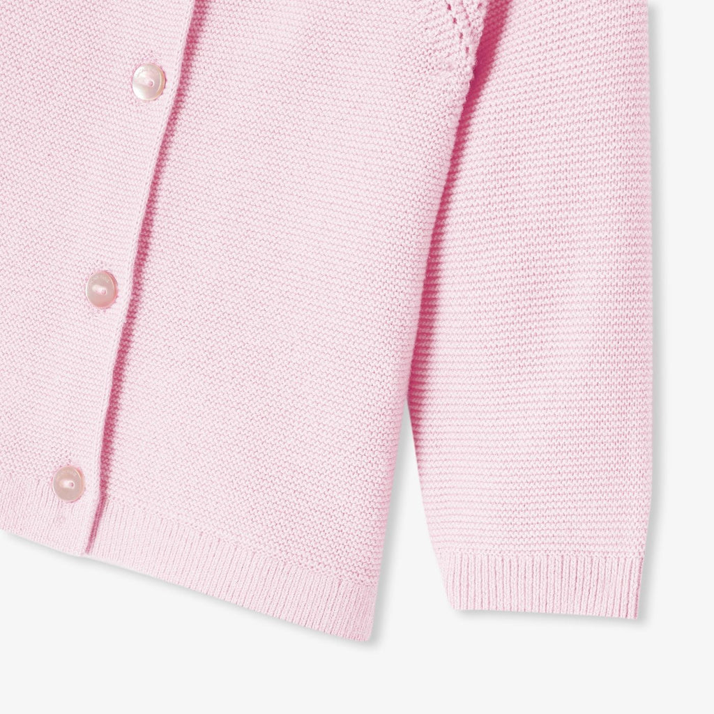 Baby girl cardigan in garter stitch cotton