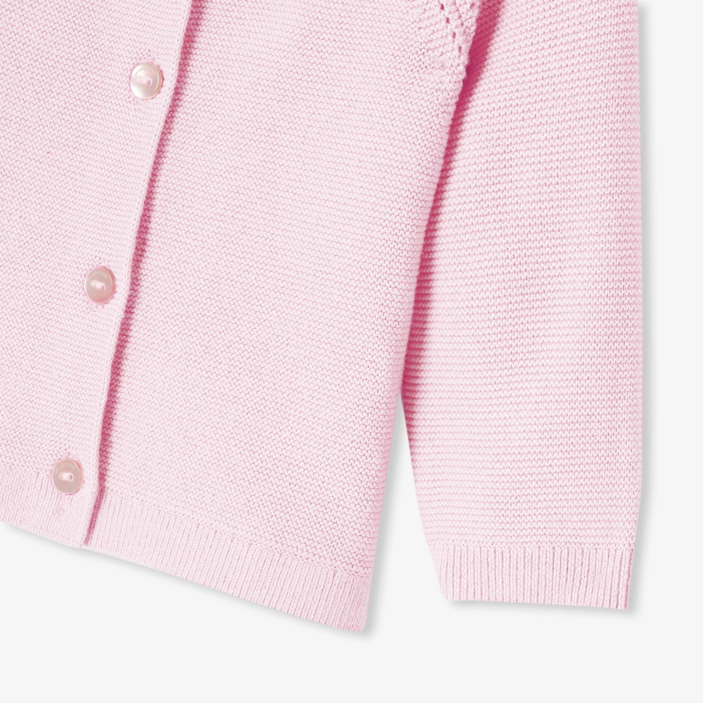 Baby girl cardigan in garter stitch cotton