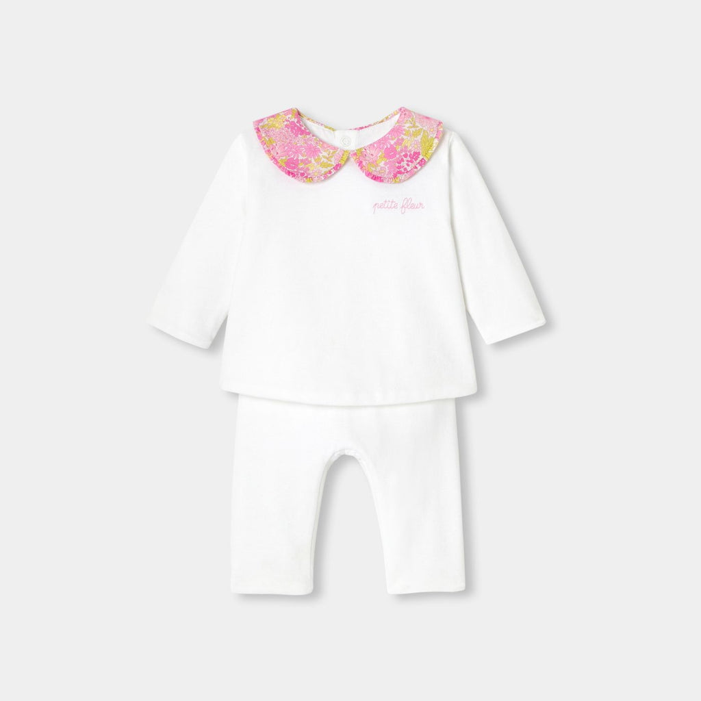 Outfit Set Comodo in Cotton Jersey Trapuntato Baby Girl - Jacadi White