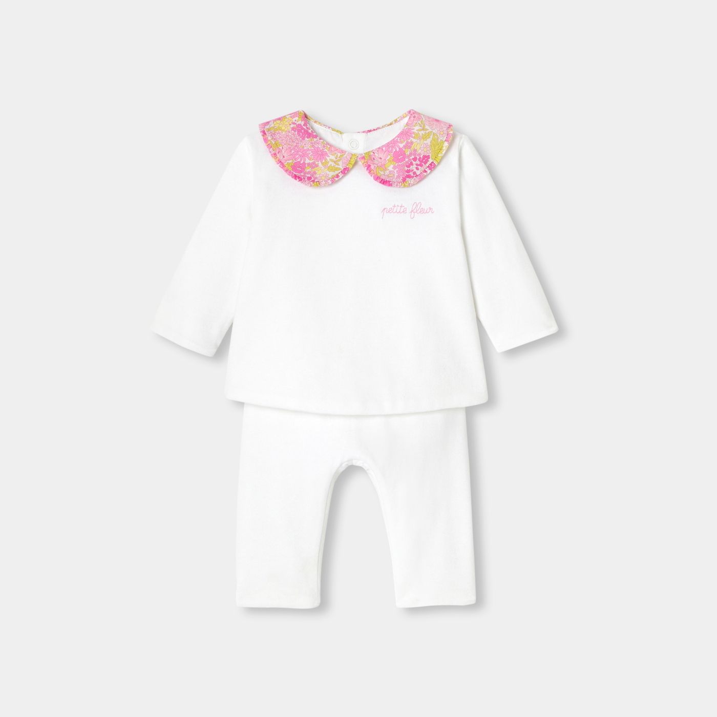 Outfit Set Comodo in Cotton Jersey Trapuntato Baby Girl - Jacadi White