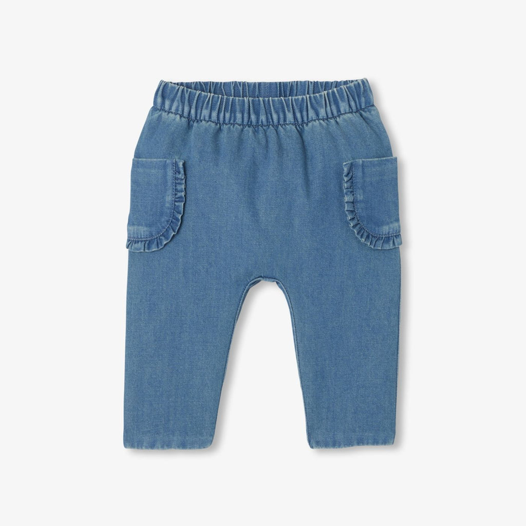Baby girl comfortable cotton jeans - Light Denim