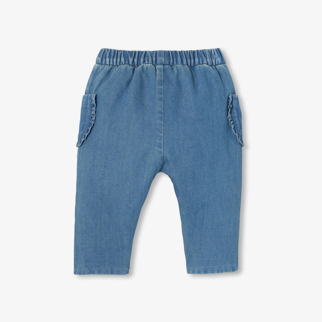 Baby girl comfortable cotton jeans - Light Denim