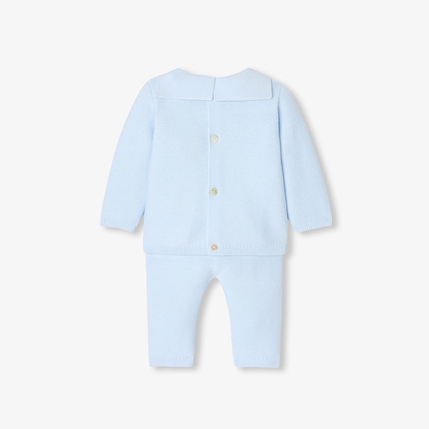 Outfit Set in Top in Garter Stitch Baby Boy - Blu Chiaro