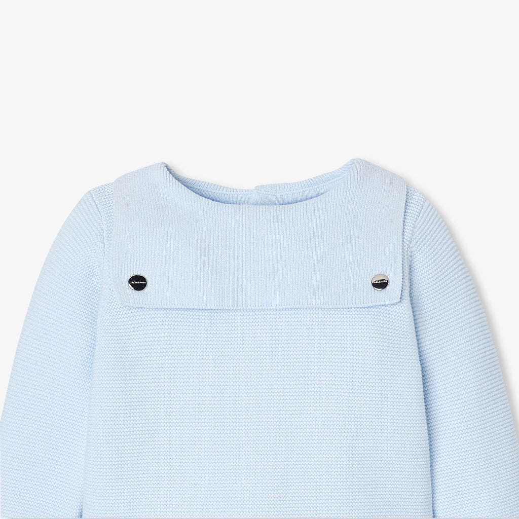 Outfit Set in Top in Garter Stitch Baby Boy - Blu Chiaro