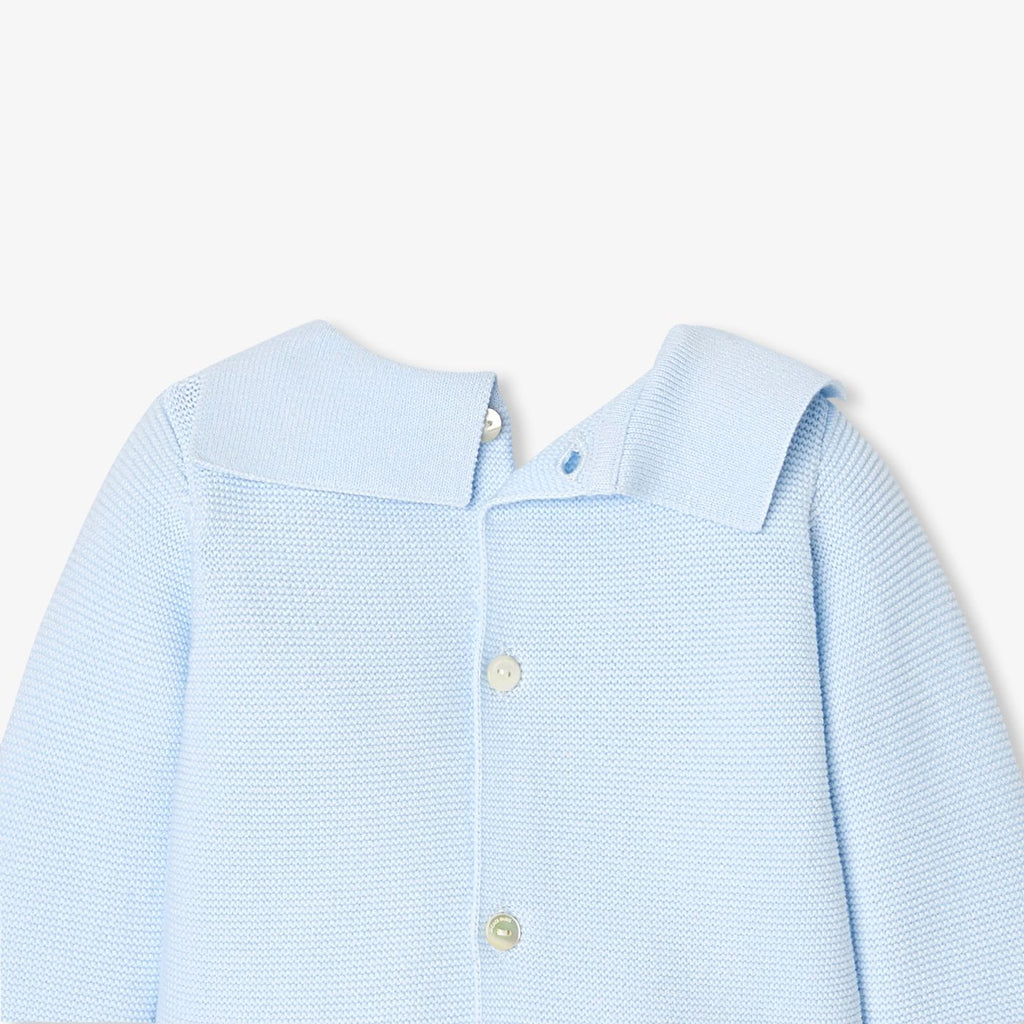 Outfit Set in Top in Garter Stitch Baby Boy - Blu Chiaro