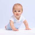 Baby boy striped poplin short dungarees - Blue/White