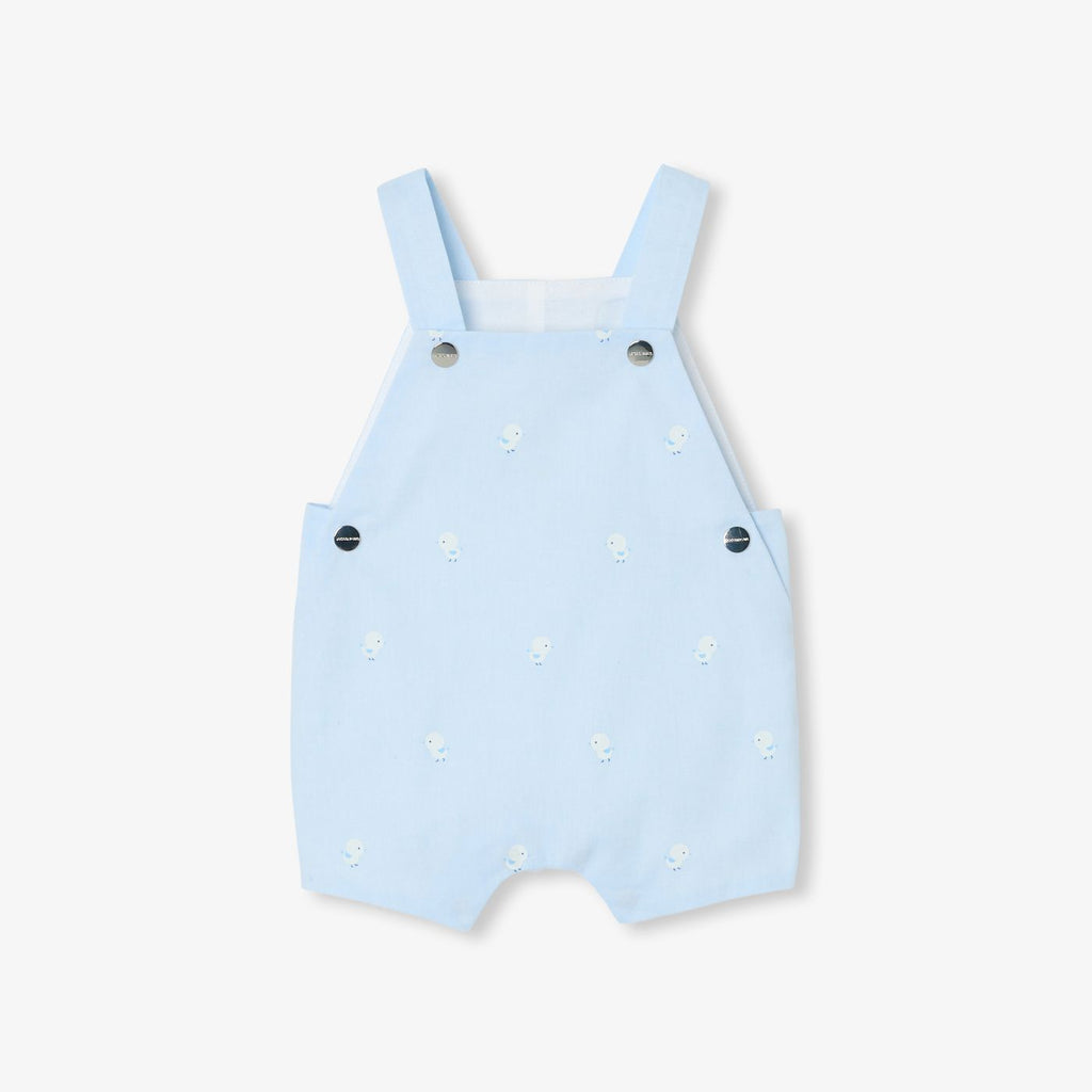 Short Dungarees in Oxford Cotton Baby Boy - Blue/Multicolour