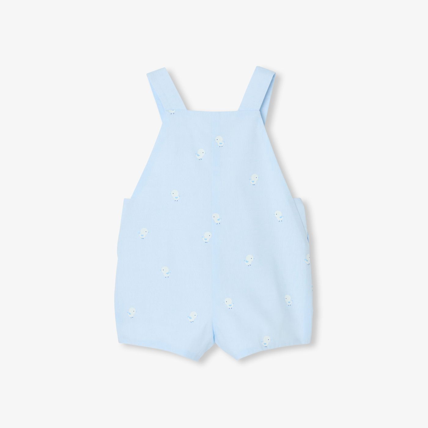 Short Dungarees in Oxford Cotton Baby Boy - Blue/Multicolour