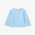 Baby boy cotton garter-stitch cardigan - Ocean Blue