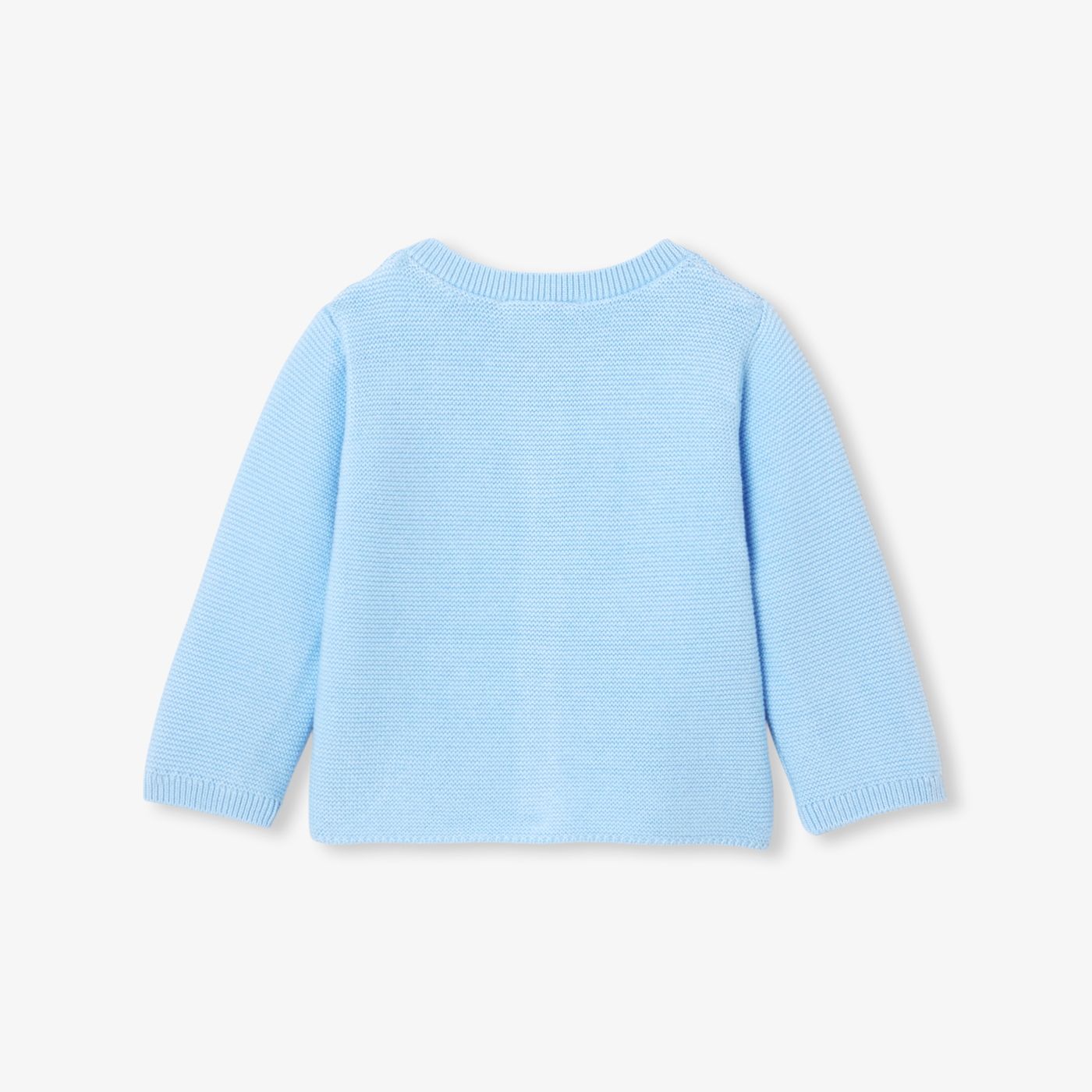 Baby boy cotton garter-stitch cardigan - Ocean Blue
