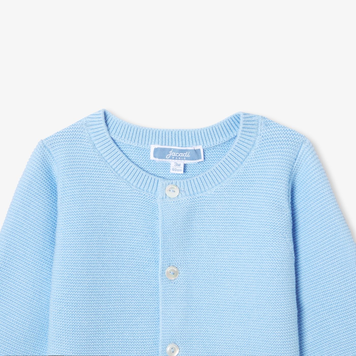 Baby boy cotton garter-stitch cardigan - Ocean Blue