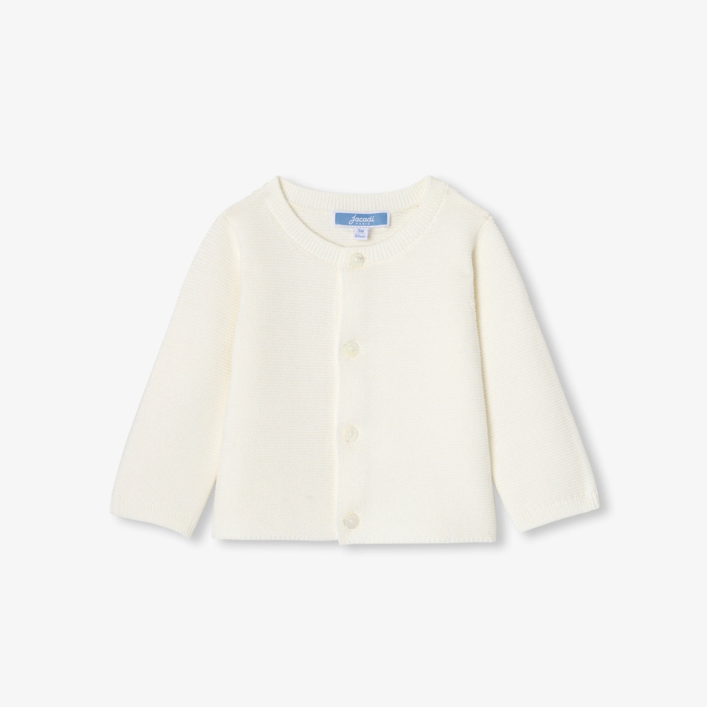 Baby boy cotton garter-stitch cardigan - Jacadi Sweet White