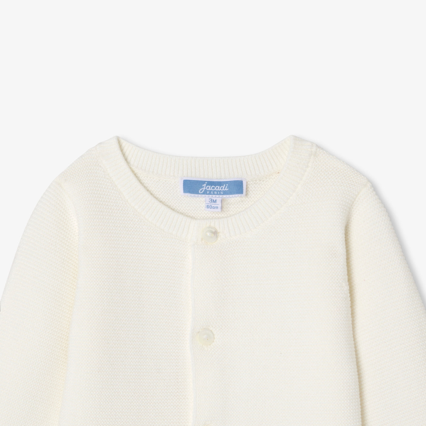 Baby boy cotton garter-stitch cardigan - Jacadi Sweet White