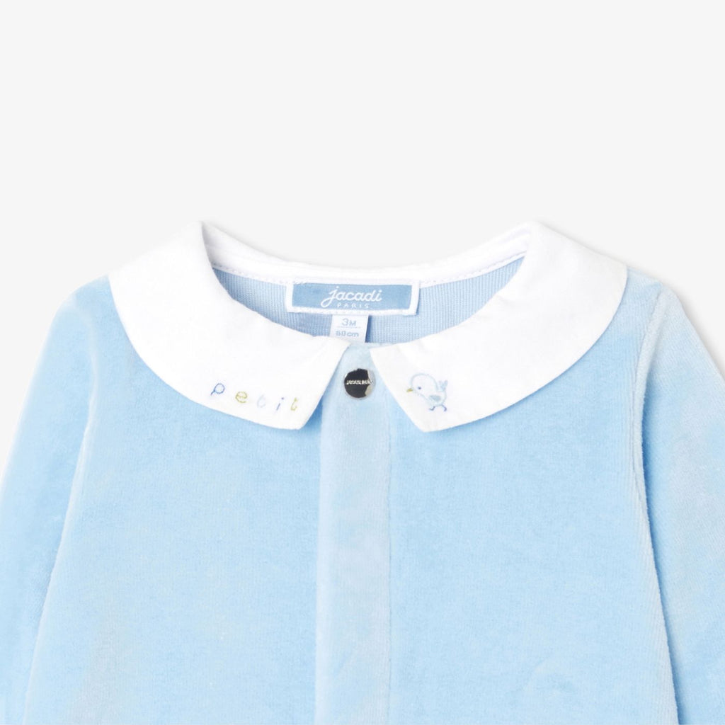 Baby boy velvet pyjamas - Ocean Blue