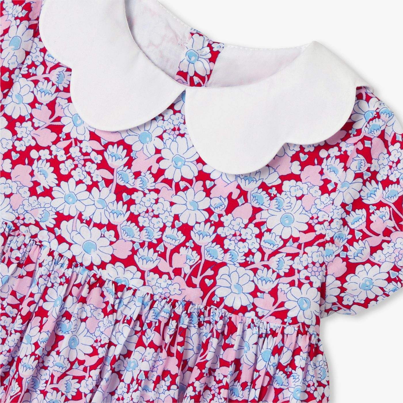 Dress in Liberty Fabric Baby Girl - Red/Multicolour