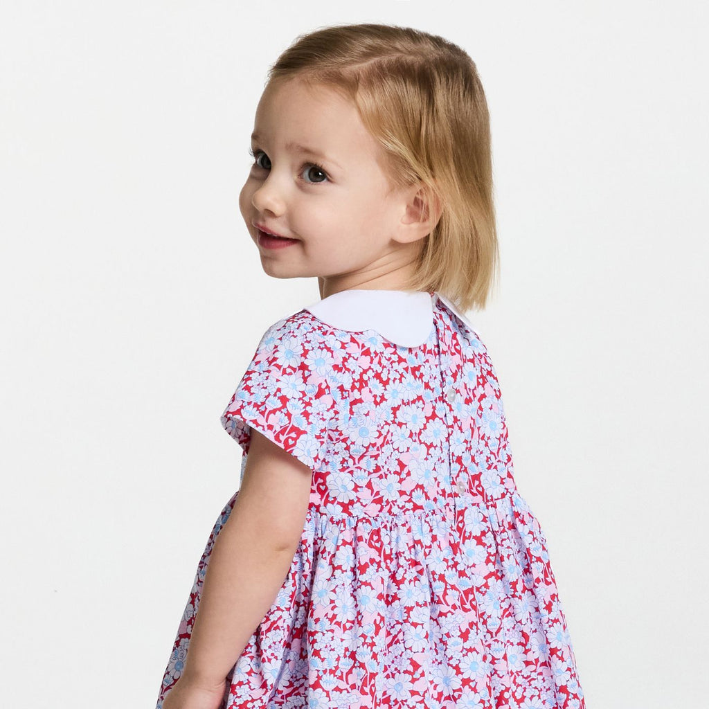 Dress in Liberty Fabric Baby Girl - Red/Multicolour