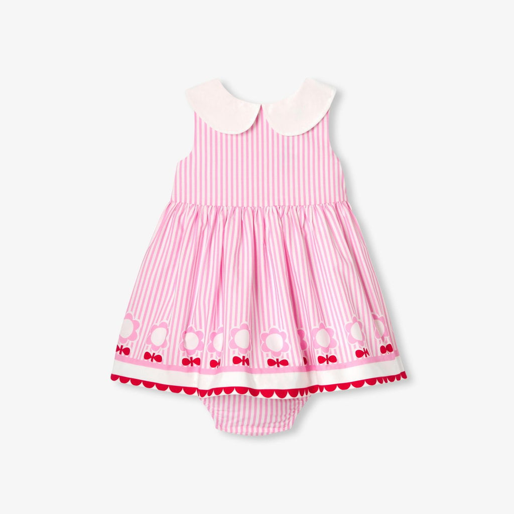 Baby girl sleeveless poplin dress - Pink/Multicolour