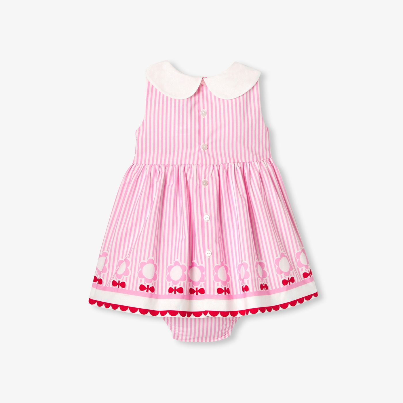 Baby girl sleeveless poplin dress - Pink/Multicolour